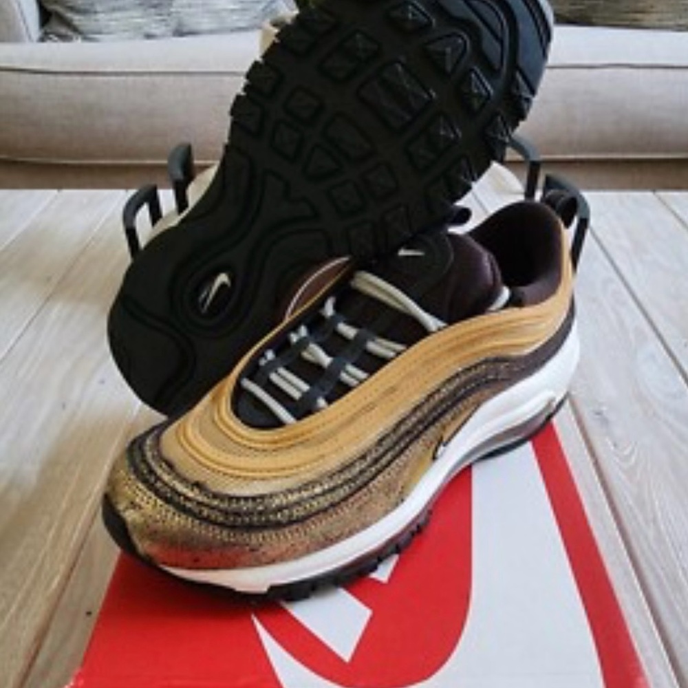 Nike Air Max 97 Metallic Gold and Black Shoes